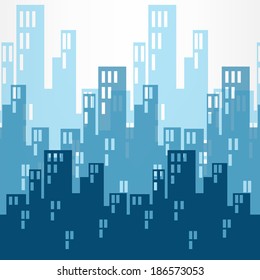 Urban landscape with building silhouettes