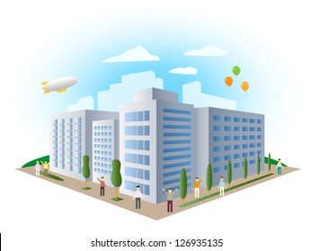 urban landscape building, vector