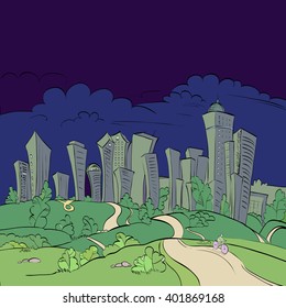 urban landscape of the city and the forest, nature, vector