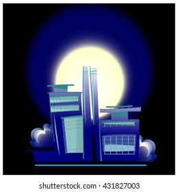 Urban landscape. City vector illustration. Vector abstract colorful city, building composition. Sign, icon, logo. Isolated on white background. Real estate.