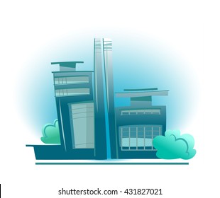 Urban landscape. City vector illustration. Vector abstract colorful city, building composition. Sign, icon, logo. Isolated on white background. Real estate.