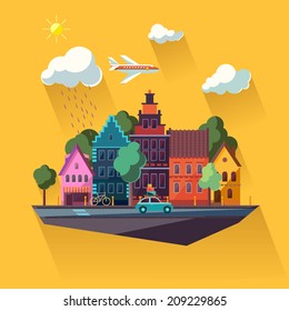 Urban landscape. Flat design.