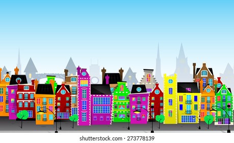 Urban landscape. Flat design.