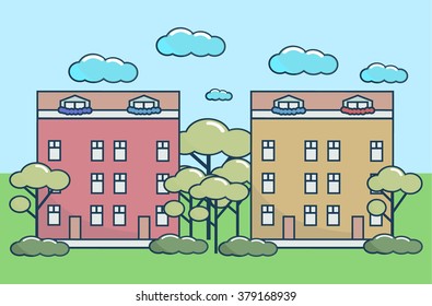Urban landscape. Flat design.