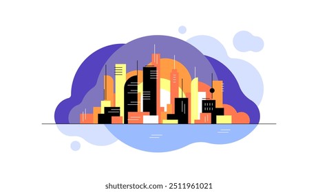 Paisagem urbana. Ilustração plana. Arquivo vetorial.