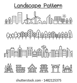 Urban landscape, forest, Smart city, Landmark vector graphic design