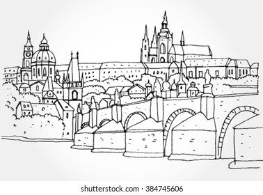 Urban Landscape Hand Drawn