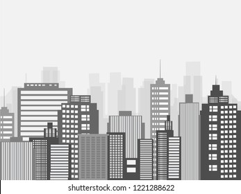 Urban landscape with infographic elements. Smart city. Modern city. Concept website template. Vector illustration.
