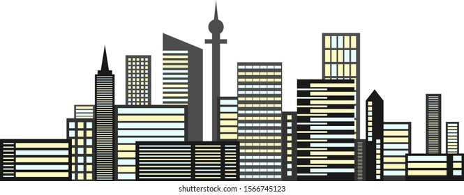 Urban landscape, isolated cityscape. Vector, cartoon illustration metropolis, vector.