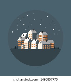 Urban landscape. Old city. Flat vector illustration. 