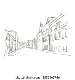 urban landscape. one line. vector image of the city outline