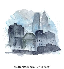 the urban landscape. Paint of the city. watercolor illustration.