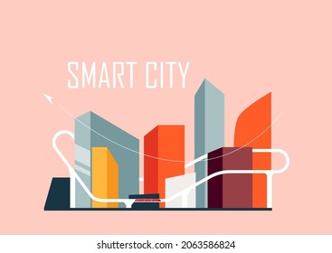 Urban landscape. Smart city. Modern city. Concept website template. Vector illustration.