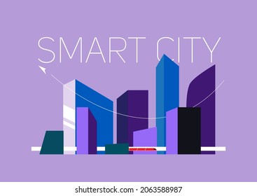 Urban landscape. Smart city. Modern city. Concept website template. Vector illustration.