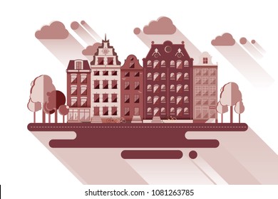 urban landscape in the style of flat