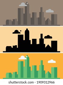 Urban landscape template. Thin line cityscape. City center landscape with tall skyscrapers. Architecture panorama Goverment buildings Isolated outline, illustration. Illustration about urban life