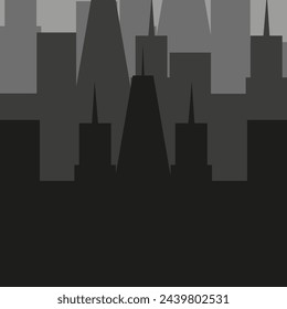 Urban landscape in trendy Minimal Geometrical style. Black and white megapolis. Vector illustration can used interior design painting postcard web banner. EPS 10