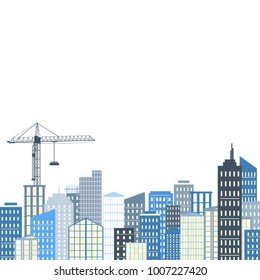 Urban landscape. Vector illustration. City background, grey and blue palette