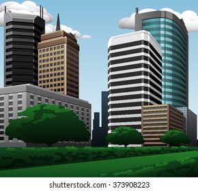 Urban Landscape.Illustration of architectural building.