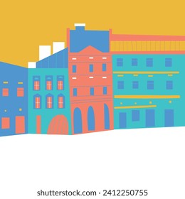 Urban landscapes. City street, road. Vector illustrations. Typographic poster design. Background.
