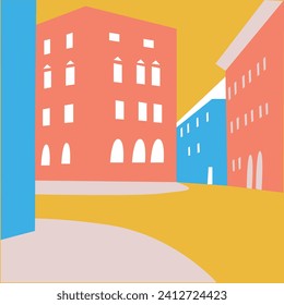 Urban landscapes. City street, road. Vector illustrations. Typographic poster design. Background.