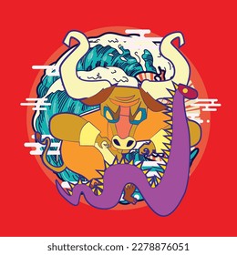 urban legend is mean monster vector illustration for poster and background sticker