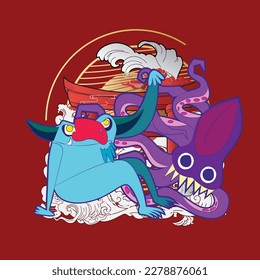 urban legend is mean monster vector illustration for poster and background sticker