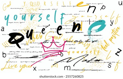 urban letters hand drawing  textile texture , graffiti letters seamless pattern, Seamless hand writing, vintage hand writing pattern, letters without meaning. seamless writings letters slogan pattern