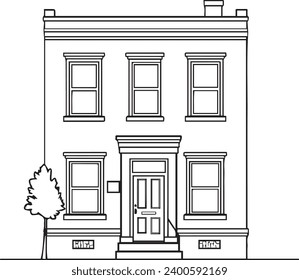 Urban Living House Front View black and white only
