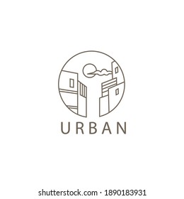 logotipo urbano, contorno simple, ilustración de círculo, diseño vectorial