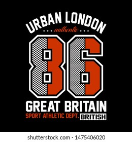 urban London typography graphic design,artistic concept for modern apparel print,illustration art,number - vector