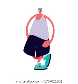 Urban man cartoon with mask and casual cloth design of Medical care and covid 19 virus theme Vector illustration