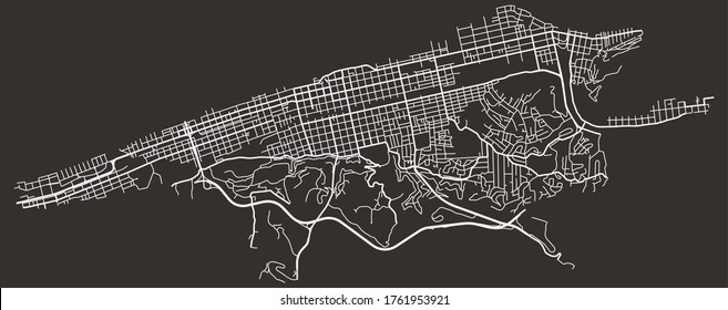 Urban map of Huntington, West Virginia, United States. City blueprint poster, downtown city center with periphery and suburbs