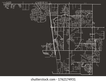 Urban Map Of Southaven, Mississippi, USA–downtown And Suburbs, Road Network Grid, Minimalist Poster