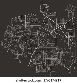 Urban map of Tigard, Oregon, USA–downtown and suburbs, road network grid, minimalist poster