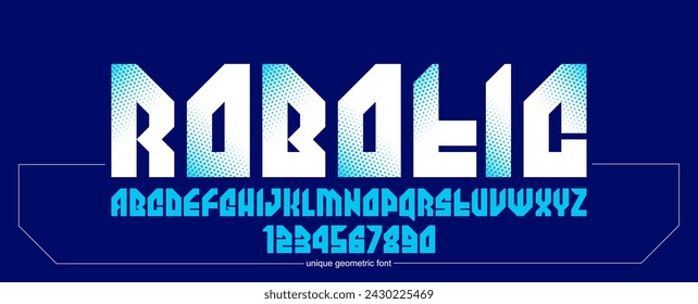 Urban massive geometric font for logos and emblems, minimal strong vector typeface, typography with no round elements, only corners and straight lines geometry.