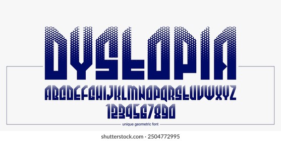 Urban massive geometric font for logos and emblems, minimal strong vector typeface, typography with no round elements, only corners and straight lines geometry.