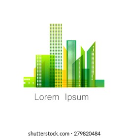 Urban metropolis - template logo for a construction company , the sale or lease of houses , apartments, offices, and so on. Vector sign.
