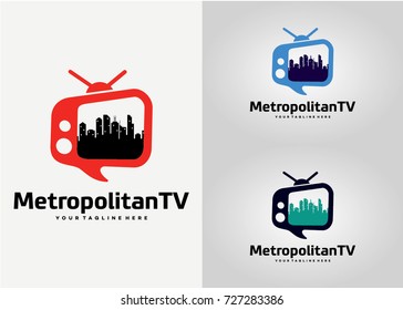 Urban Metropolitan TV Logo Template Design. Creative Vector Emblem, for Icon or Design Concept.