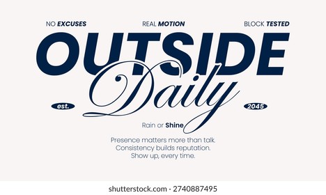Urban Minimalist Fashion Typography. Slogan typography for casual, retro, and streetwear styles. For screen printing on oversized t-shirts and jackets.