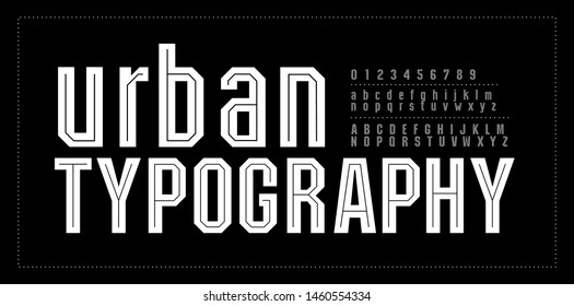Urban modern alphabet font number. Typography fonts uppercase and lowercase. College simple style. vector illustration