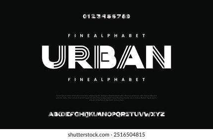 Urban modern alphabet font and number. Typography future creative design concept fonts and numbers. vector illustraion