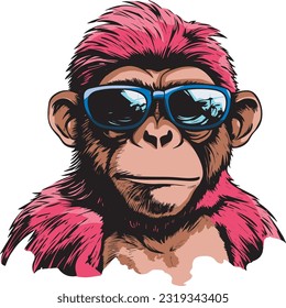 Urban monkey with sunglasses cartoon