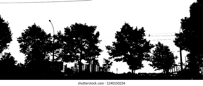 Urban monochrome landscape. Vector