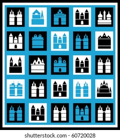 Urban mosaic on a blue background