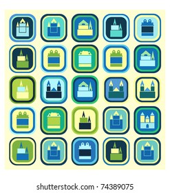 Urban mosaic on colored background