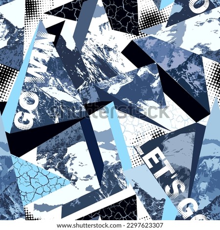 Urban mountains camouflage vector seamless pattern. Sport modern creative wallpaper for guys.
