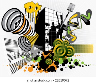 Conjunto de elementos de diseño de música urbana