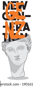Urban neon graffiti slogan print with greek sculpture illustration - Hipster graphic vector pattern for tee - t shirt and sweatshirt