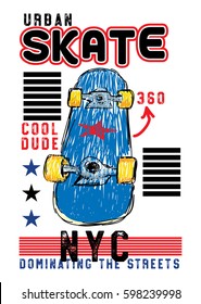 urban new york skateboard,t-shirt print poster vector illustration